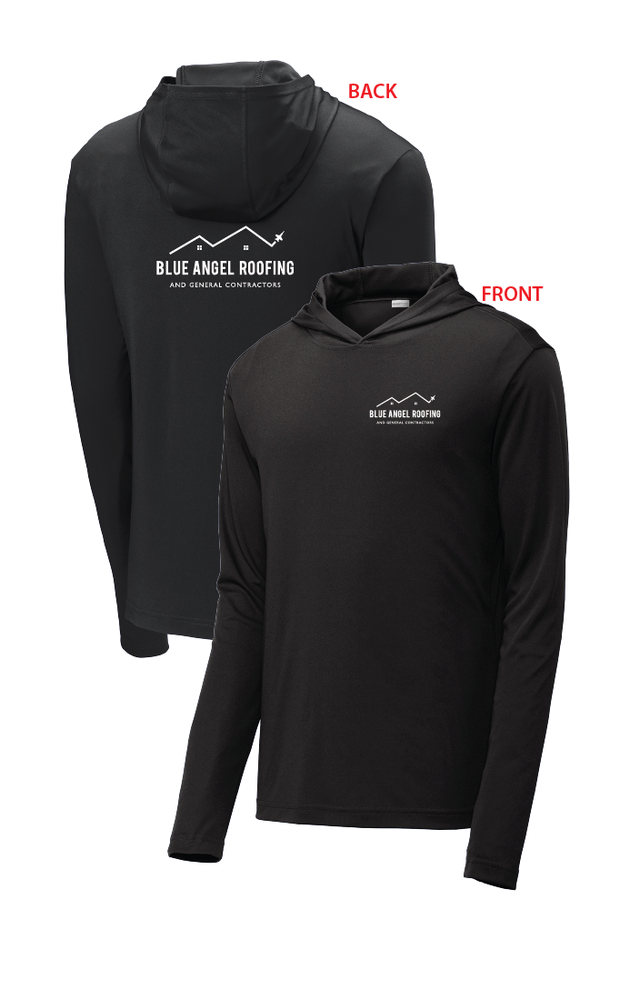 Blue Angel Roofing // Hooded LSTee 2 logos 358